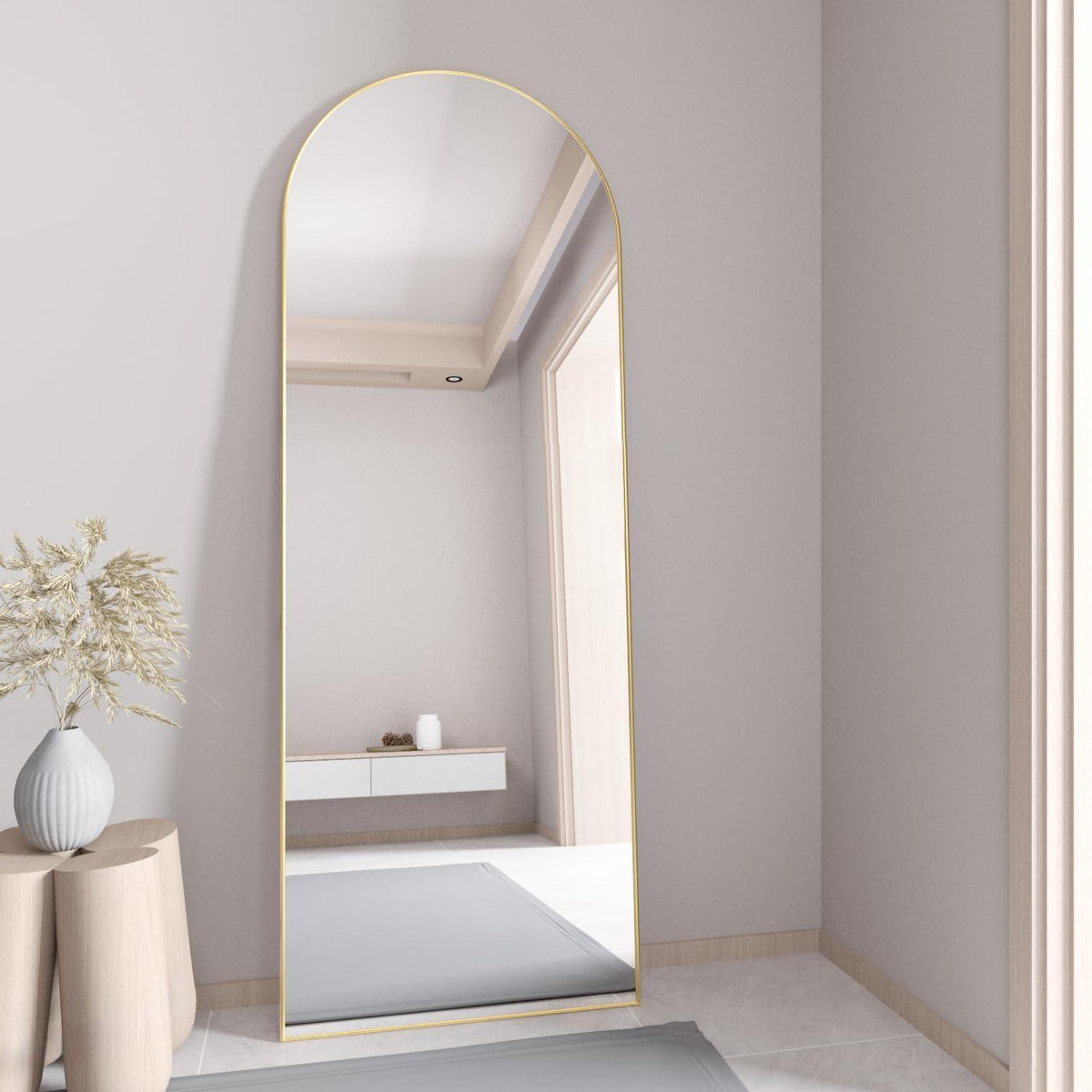 Goldener Bogen-Bodenspiegel 142x40cm – Stand- & Wandspiegel