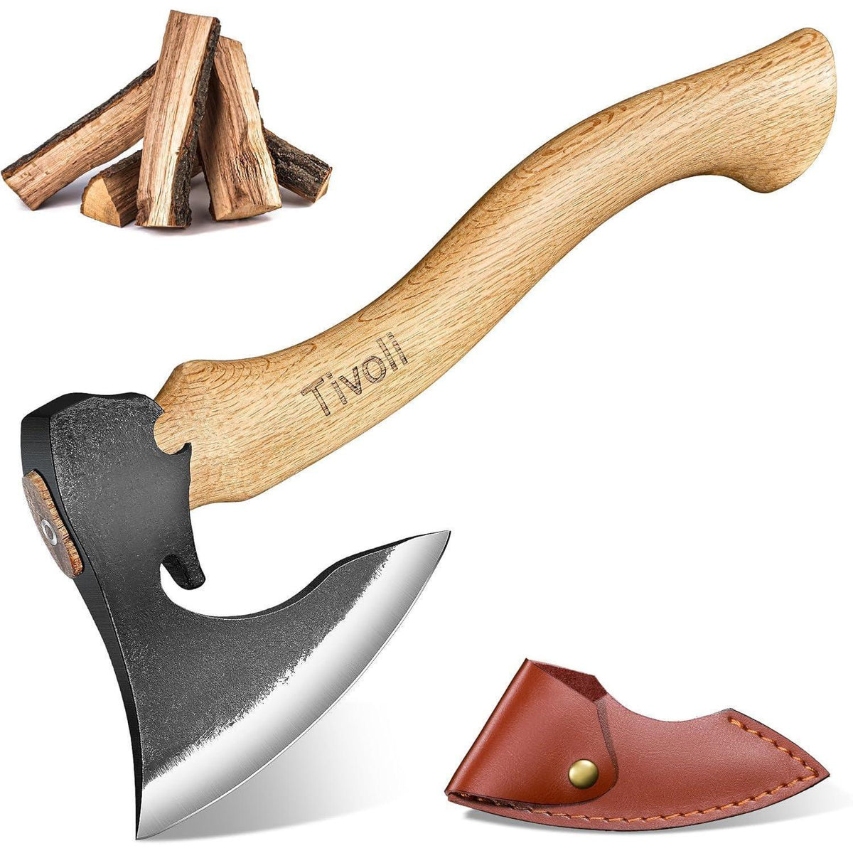 Survival Axt Camping Axt 42cm Kohlenstoffstahl Walnussholzgriff