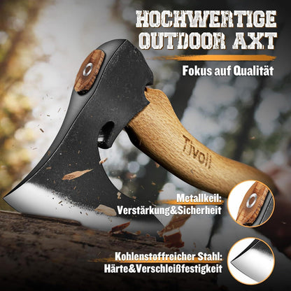 Survival Axt Camping Axt 42cm Kohlenstoffstahl Walnussholzgriff