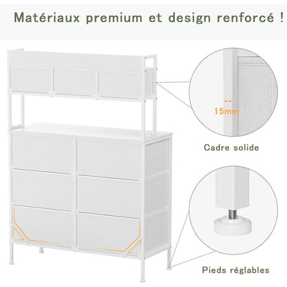 Kommode mit 9 Schubladen – Schlafzimmer Möbel Weiß