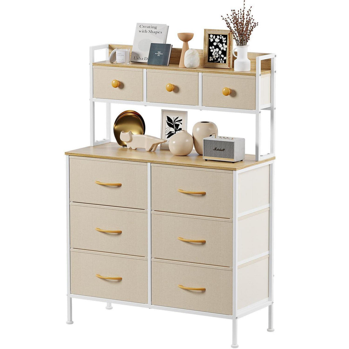 Kommode mit 9 Schubladen – Schlafzimmer Möbel in Beige