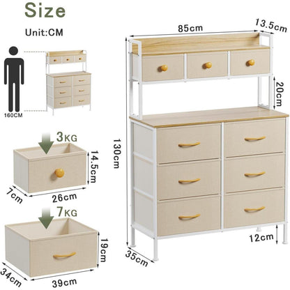 Kommode mit 9 Schubladen – Schlafzimmer Möbel in Beige