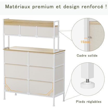 Kommode mit 9 Schubladen – Schlafzimmer Möbel in Beige