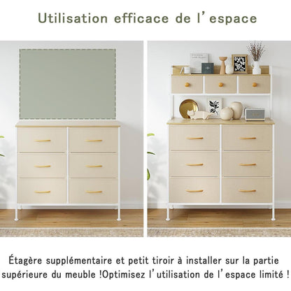 Kommode mit 9 Schubladen – Schlafzimmer Möbel in Beige