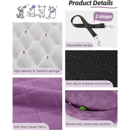 Hunde-Autositz Purple Medium mit Leinen