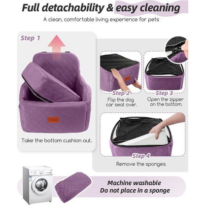 Hunde-Autositz Purple Medium mit Leinen