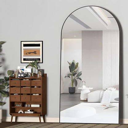 Gewölbter Ganzkörper Spiegel 198x96 cm – Stehend/Hängend Schwarz
