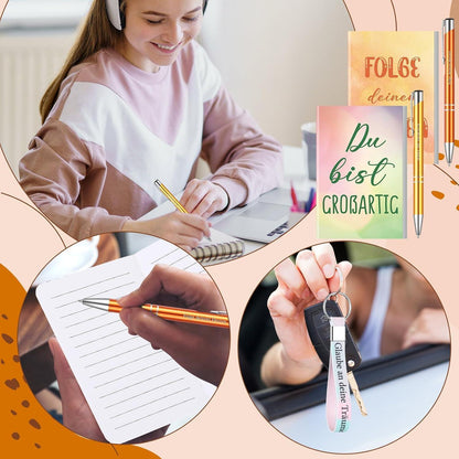 Inspirierendes Geschenkset mit Notizblöcken, Stiften & Schlüsselanhängern