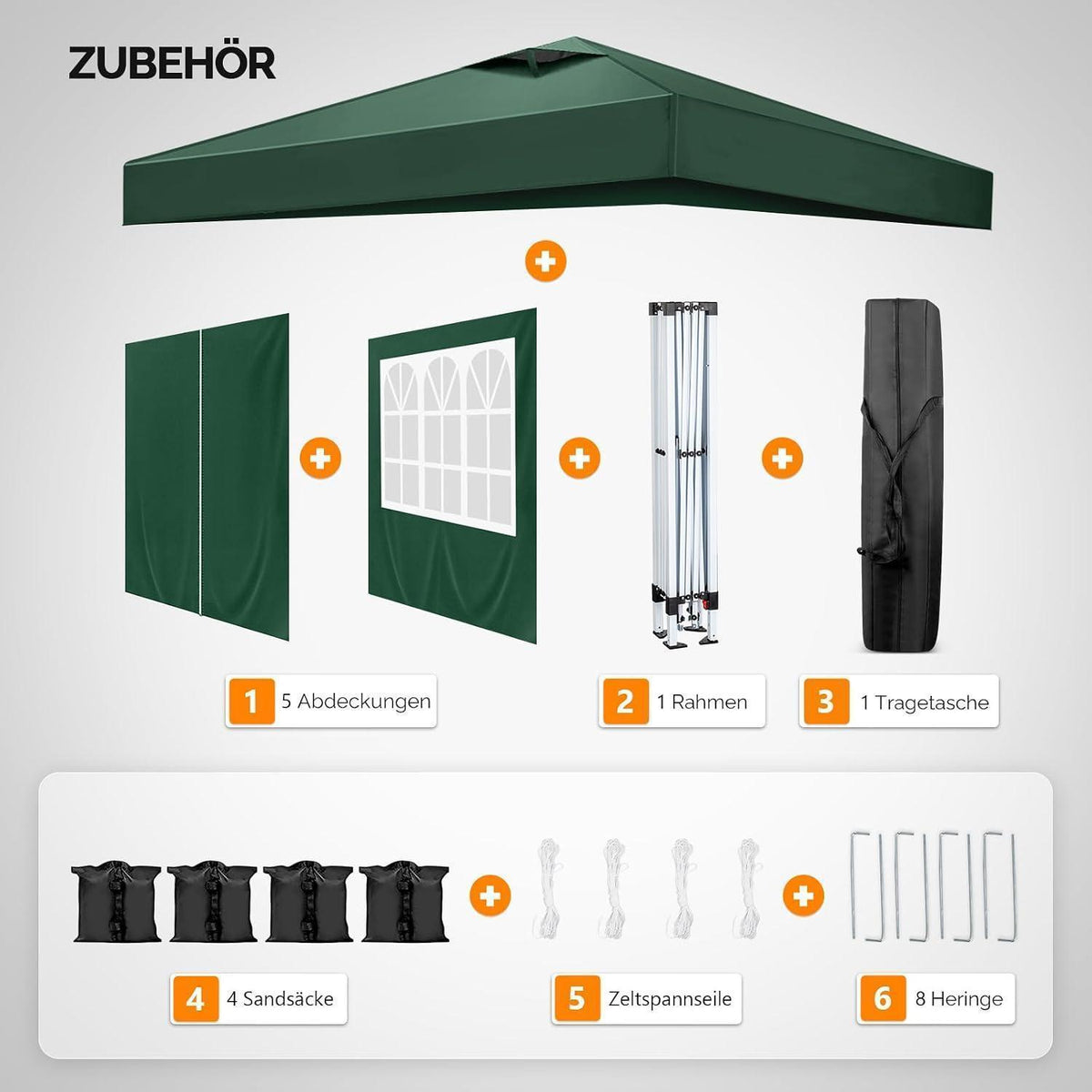 3x3m Gazebo mit 4 Wänden & Sandsäcken – Wasserdicht & UV-Schutz