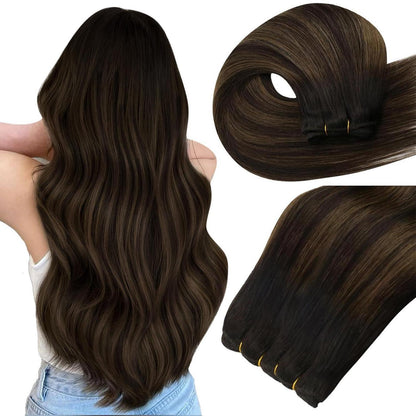 Echthaar Tressen Braun Ombre 60cm – Remy Menschenhaar