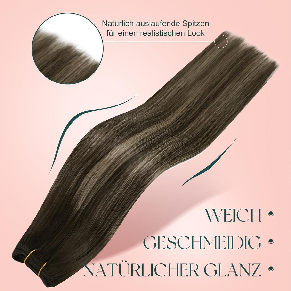 Echthaar Tressen Braun Ombre 60cm – Remy Menschenhaar