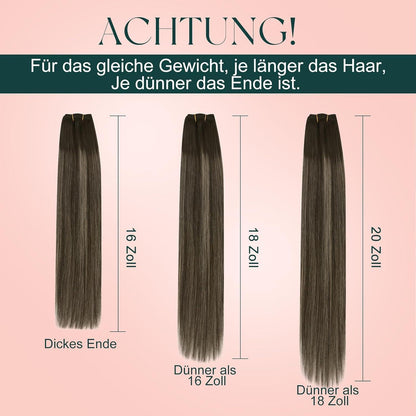 Echthaar Tressen Braun Ombre 60cm – Remy Menschenhaar