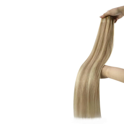 Echthaar Tressen 60cm Blond Highlight Remy
