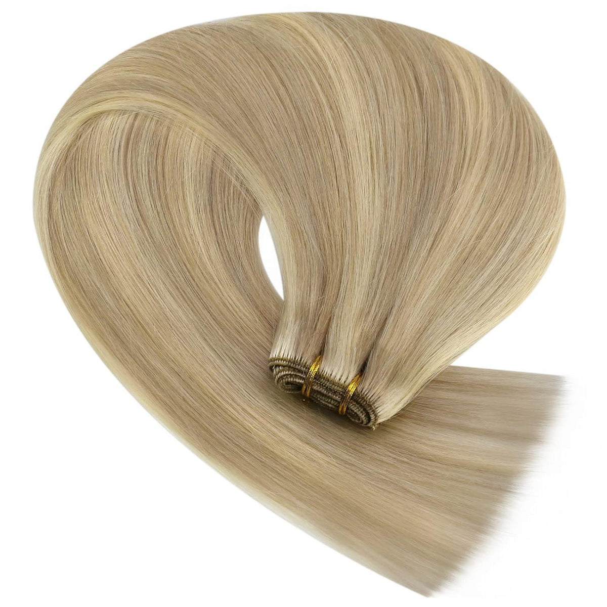 Echthaar Tressen 60cm Blond Highlight Remy