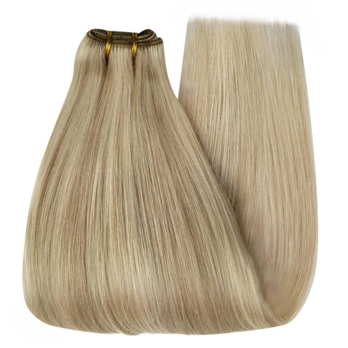 Echthaar Tressen 60cm Blond Highlight Remy