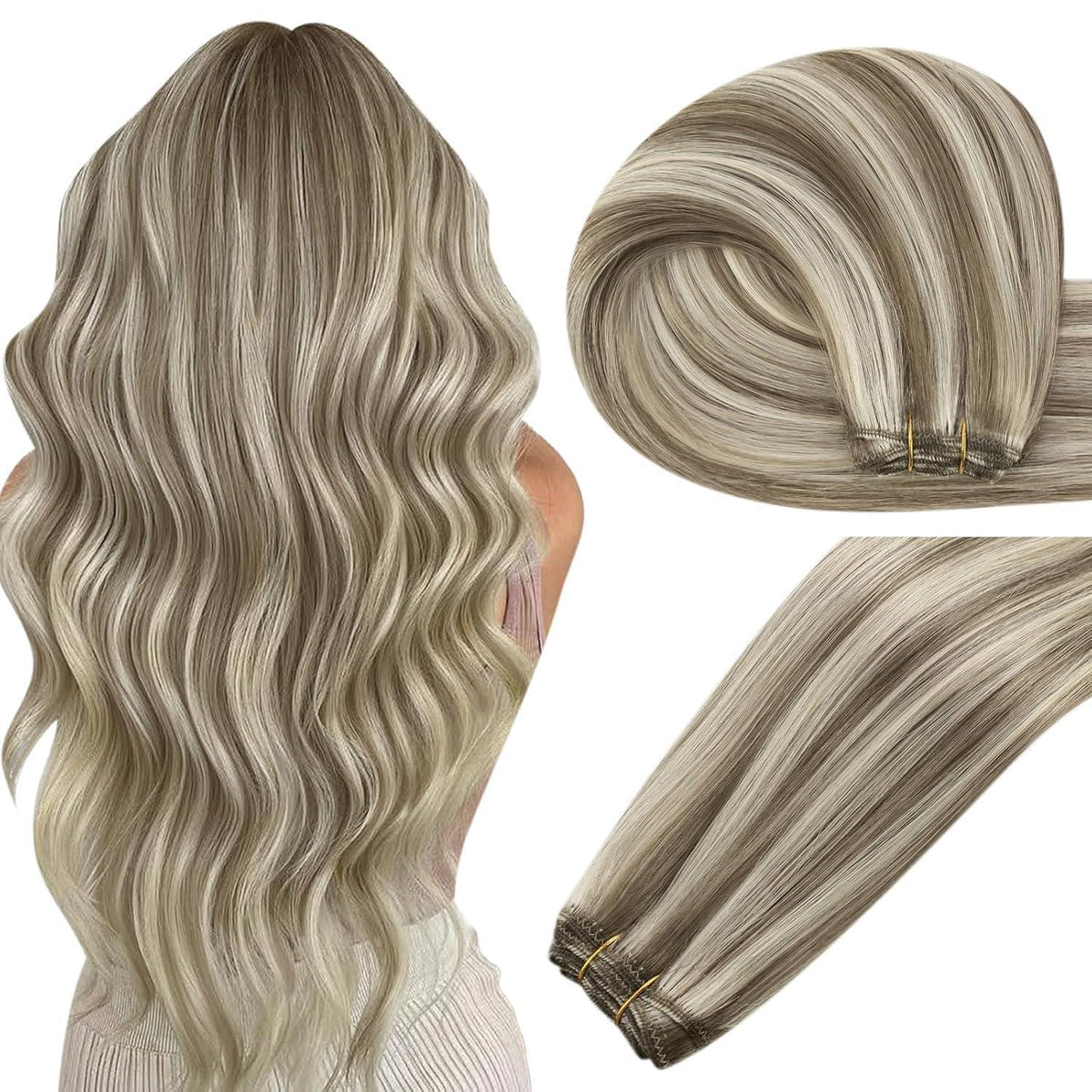 Echthaar Tressen Blond Highlights #P8/60 - 40cm