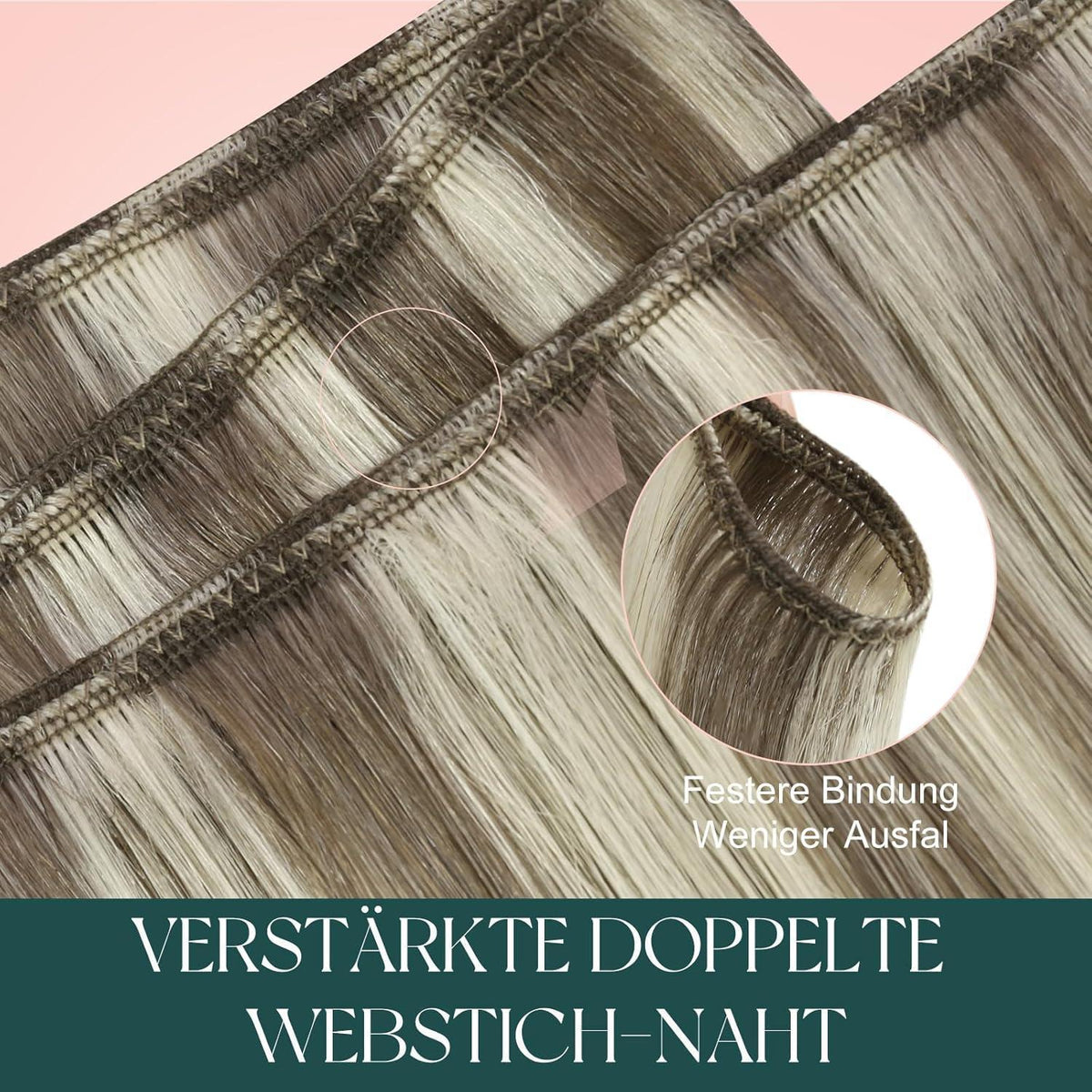 Echthaar Tressen Blond Highlights #P8/60 - 40cm