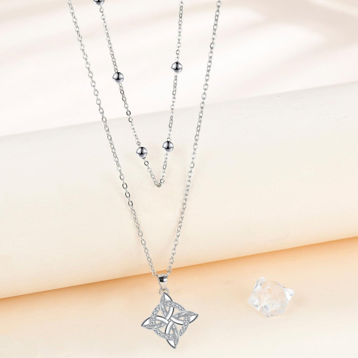 Damen Halskette 925 Silber Keltischer Knoten verstellbar