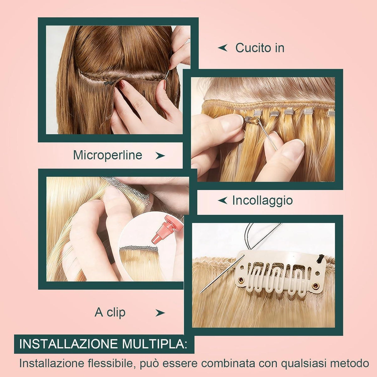 Echthaar Tressen Blond Highlight #P16/22, 30cm