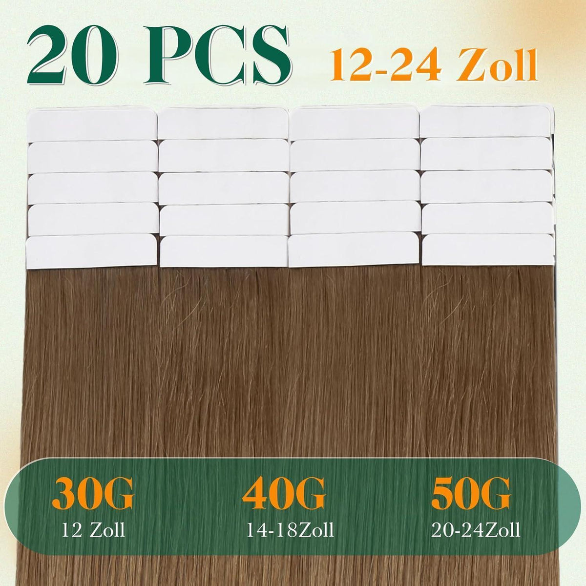Echthaar Tape Extensions Braun Balayage Ombre 55cm