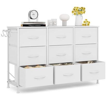 Flur Kommode mit 9 Schubladen – Industrial Design Weiß 100x30x65cm