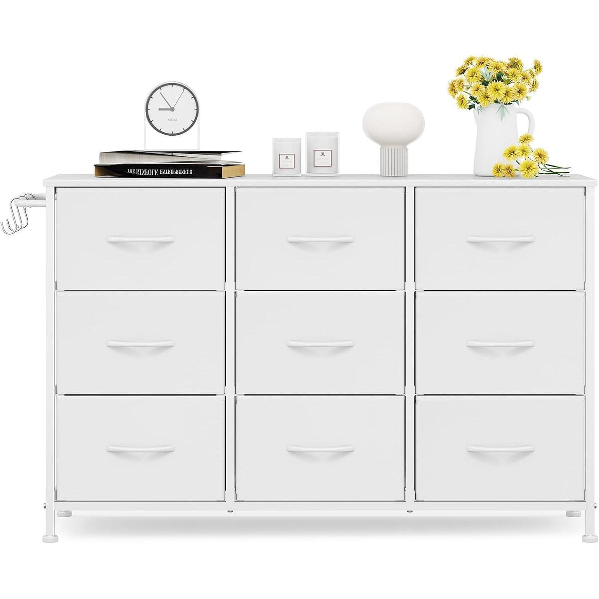 Flur Kommode mit 9 Schubladen – Industrial Design Weiß 100x30x65cm