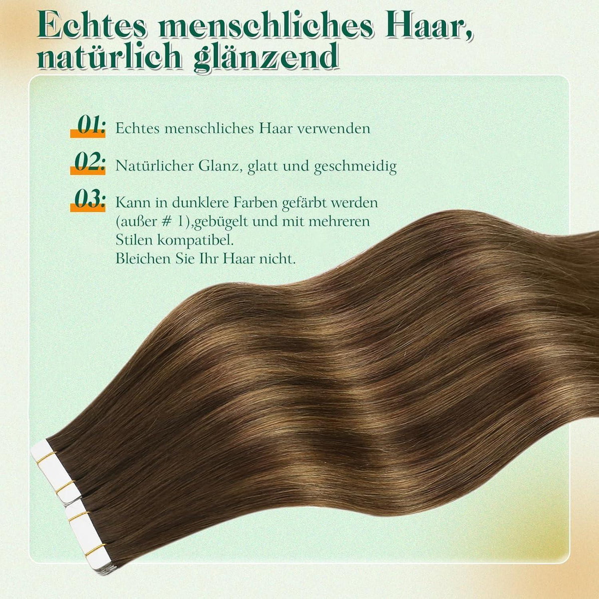 Echthaar Tape-in Extensions Ombre Braun Dunkelbraun