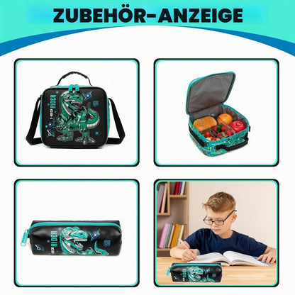 Schultrolley Rucksack Kinder Grün Dinosaurier mit Rollen