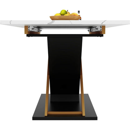 Ausziehtisch 120-160x80cm – Esstisch mit goldenen Kreuzbeinen