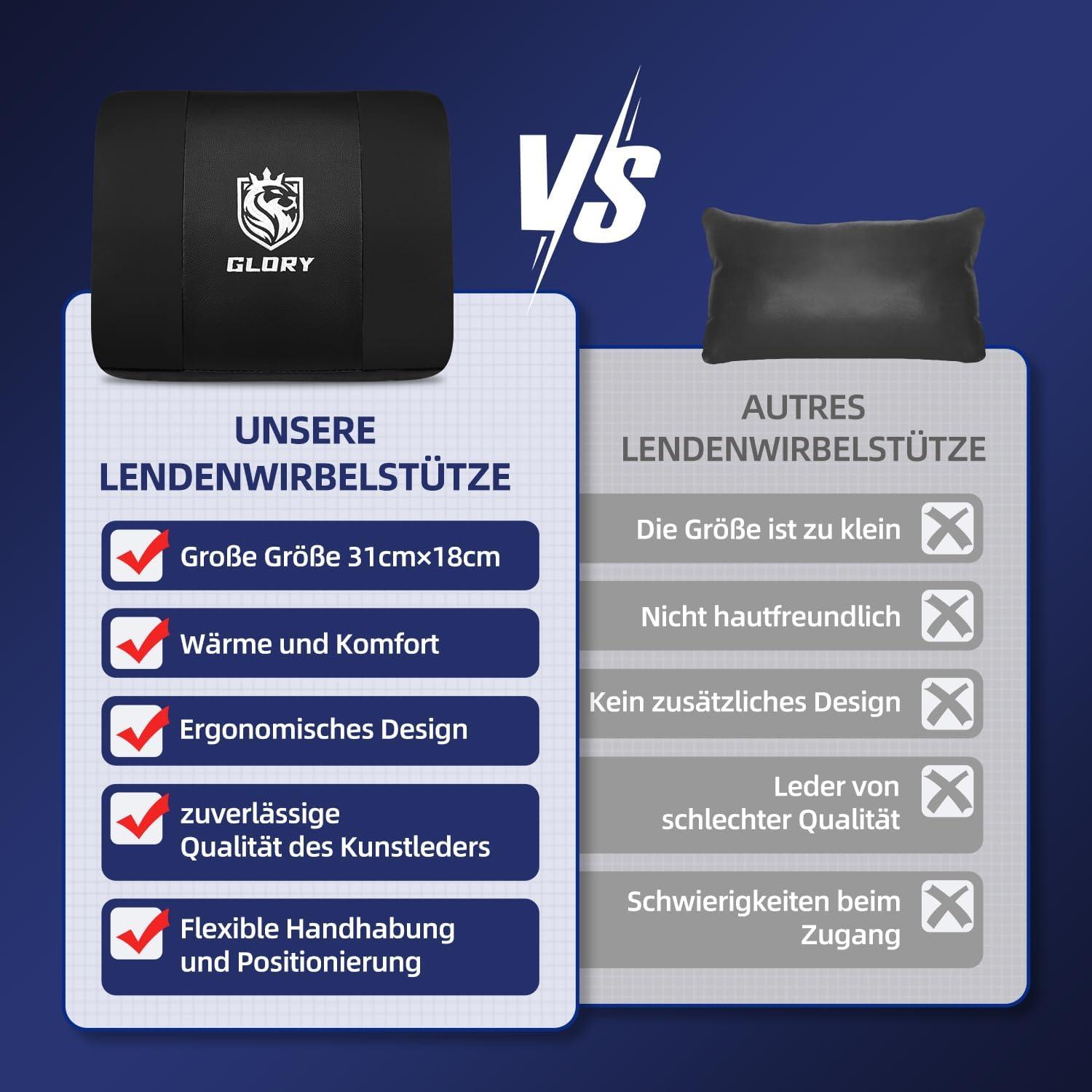 Gaming Stuhl Bürostuhl Ergonomisch Schwarz Teleskopische Fußstütze Kopfstütze