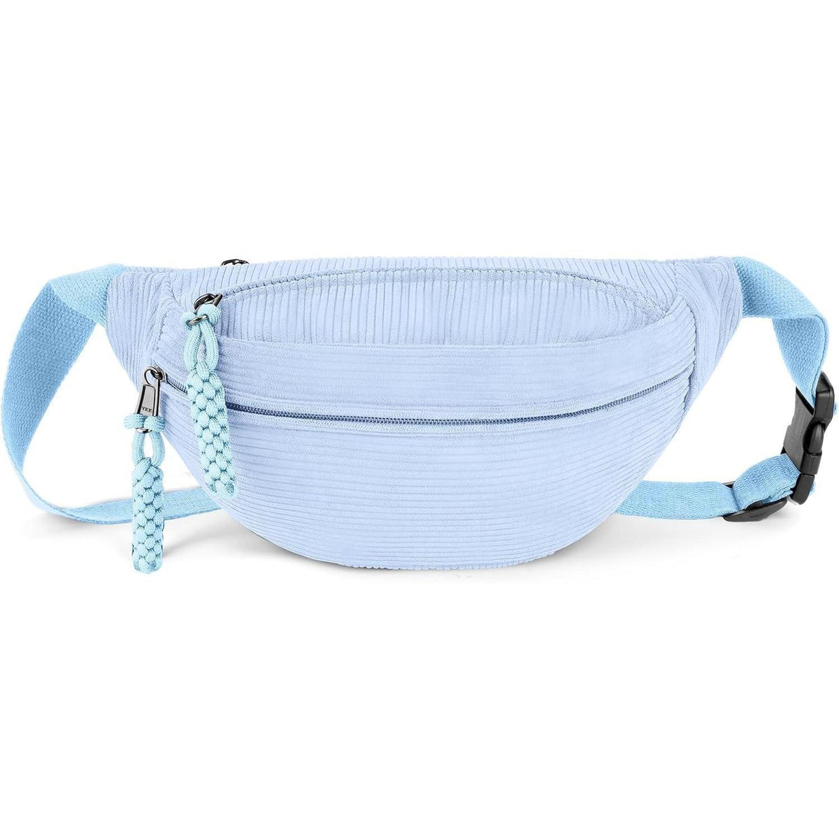 Cord Bauchtasche Damen, Umhängetasche mit großem Fach, Blau