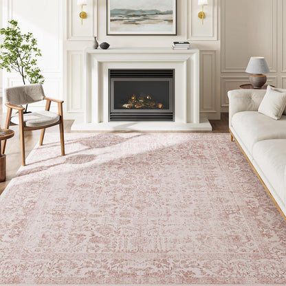 Vintage Rose Teppich 240x300cm Waschbar Wohnzimmer Teppich