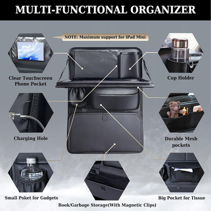 Auto Organizer Rücksitz Nappa Leder mit Tablet Halter & Tablett