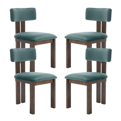 Retro Esszimmerstühle Set 4 – Samt, Grün