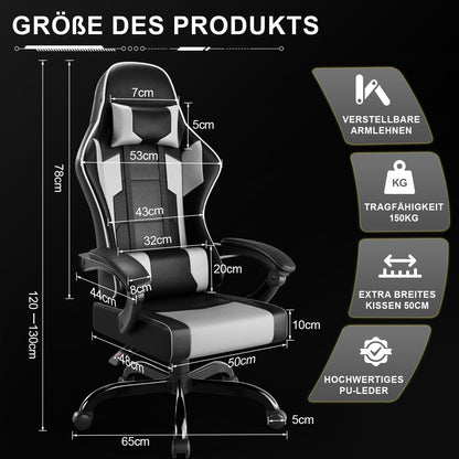 Ergonomischer Gaming Stuhl mit Massagefunktion und 150kg