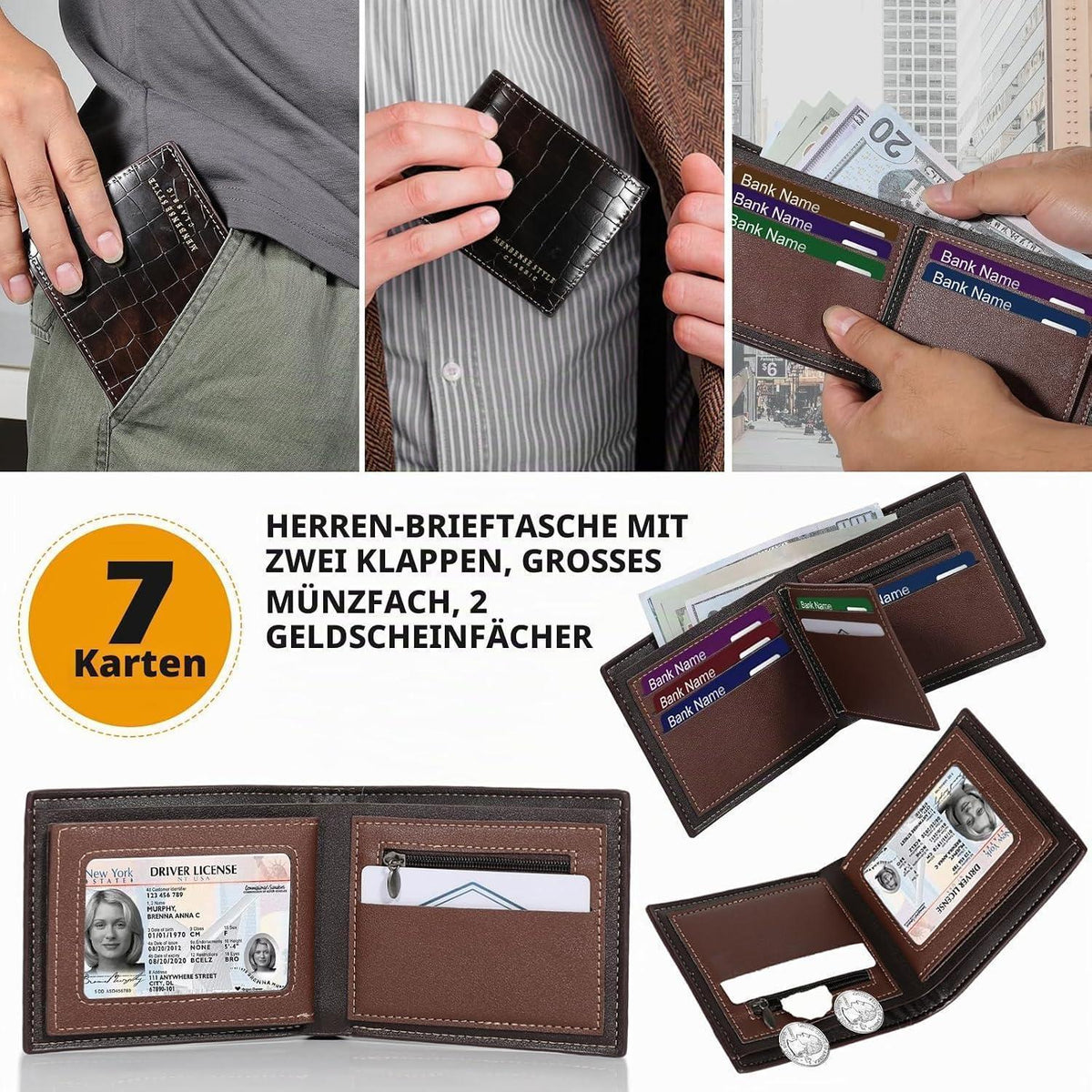 Geschenkset Herren: Gürtel, Brieftasche, Armband & Schlüsselanhänger