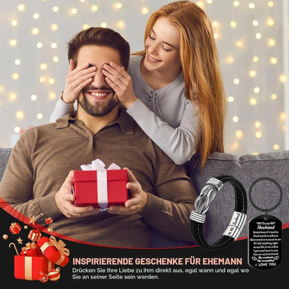 Geschenkset Herren: Gürtel, Brieftasche, Armband & Schlüsselanhänger