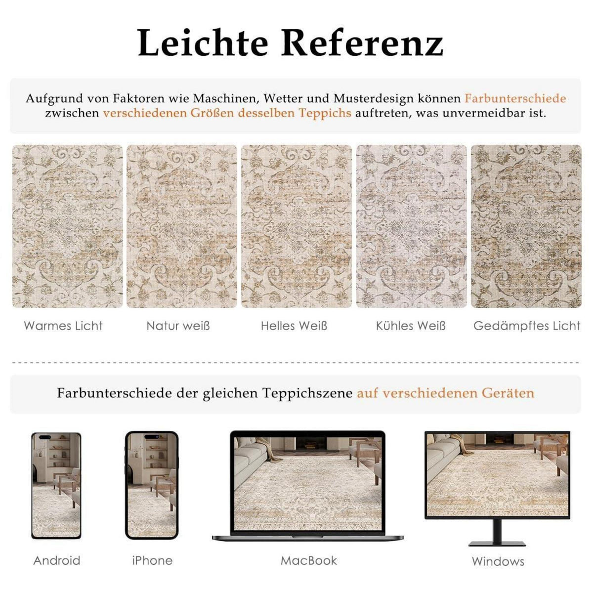 Vintage Läufer Beige 60x240cm – Waschbarer Flur Teppich