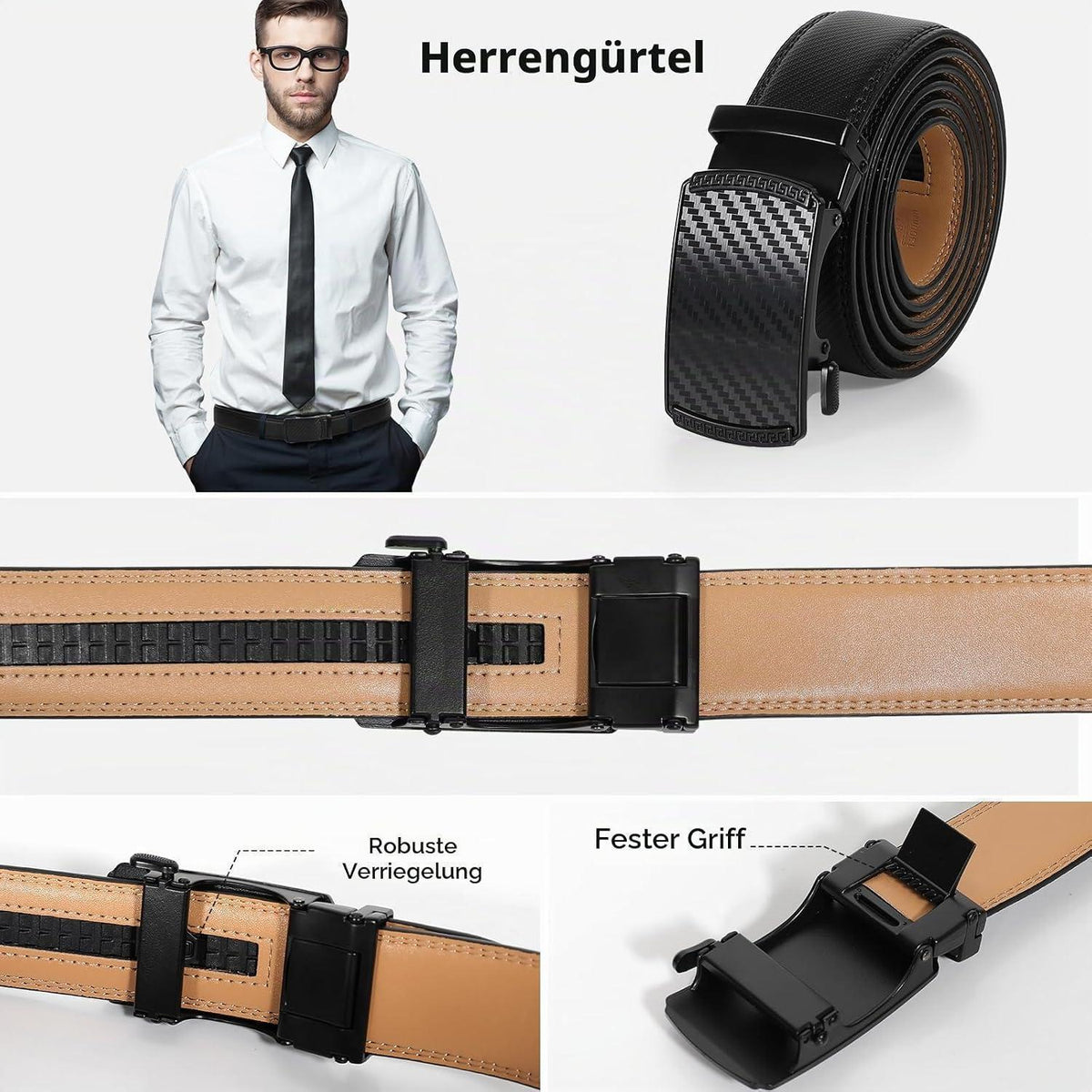 Geschenkset für Männer: Gürtel, Brieftasche, Armband & Schlüsselanhänger