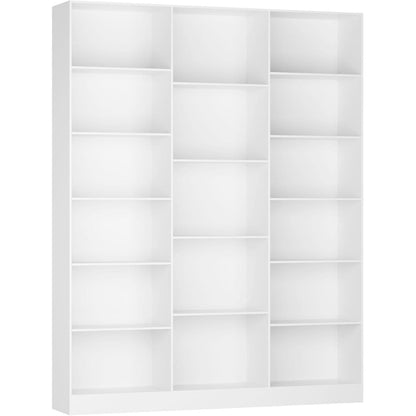 Bücherregal 188 cm mit 17 Fächern – Weißes Standregal für Wohnzimmer