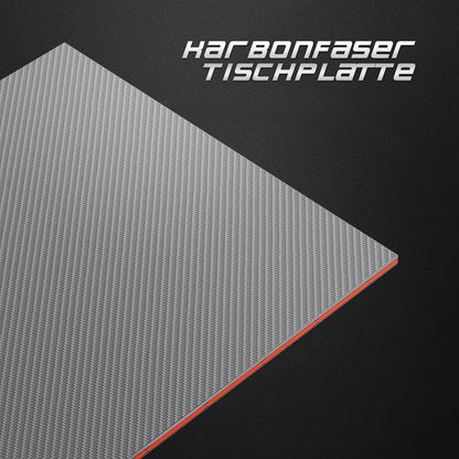 Gaming Schreibtisch 80x50 cm Kohlefaserbeschichtung Kopfhörerhaken Metallgestell