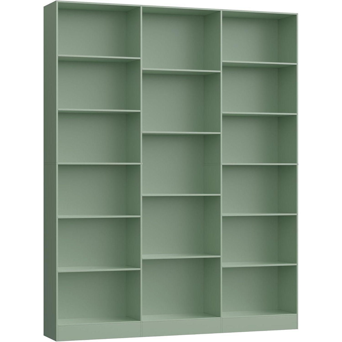 Bücherregal 188 cm mit 17 Fächern – Grün, Standregal für Wohnzimmer