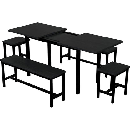 Ausziehbarer Esstisch Set mit 4 Stühlen – 160x70 cm