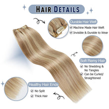 Echthaar Clip-Ins Aschblond mit Platinblond, 50cm