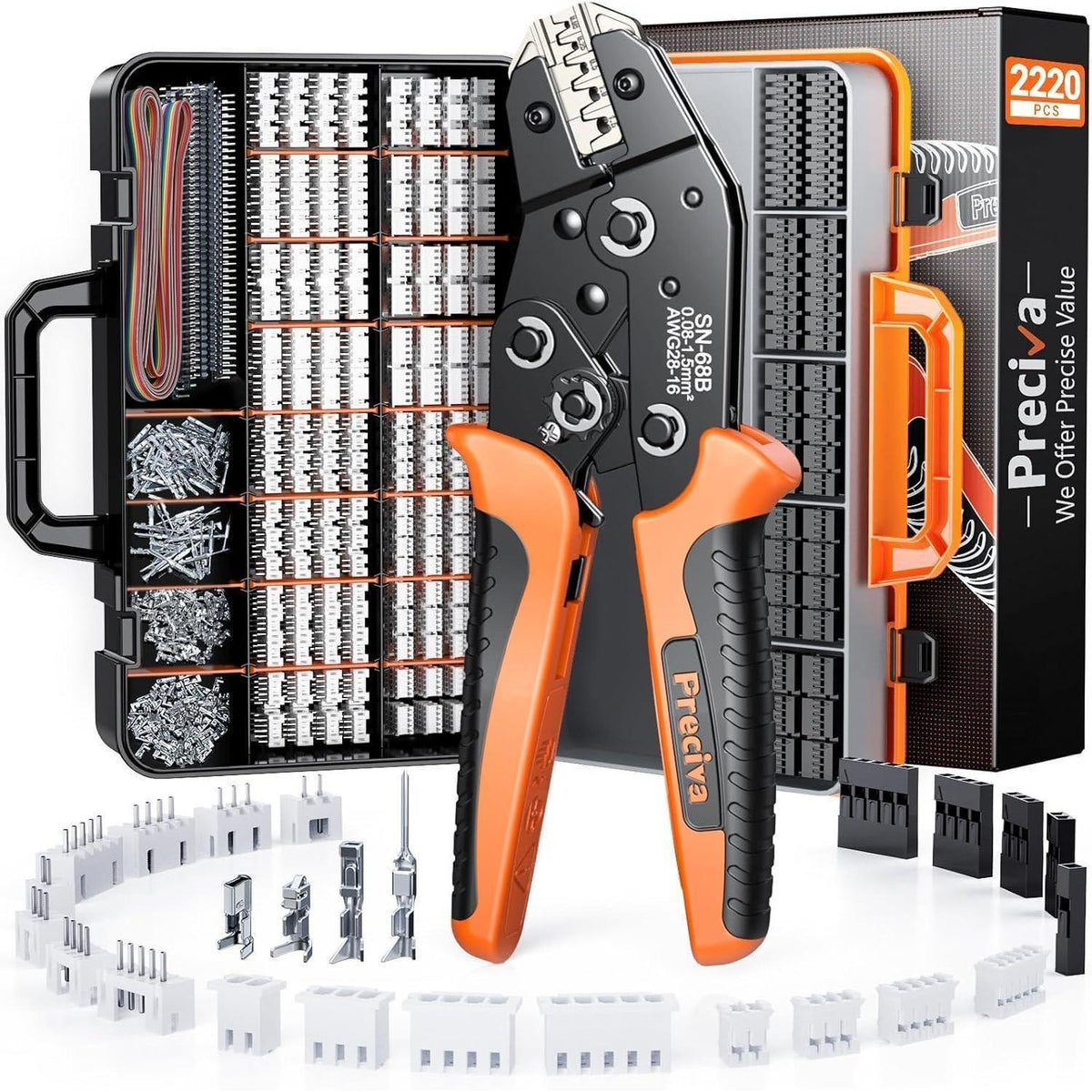 Crimpzange Set für nicht isolierte Kabelschuhe & Buchsen, 0.08-1.5mm²