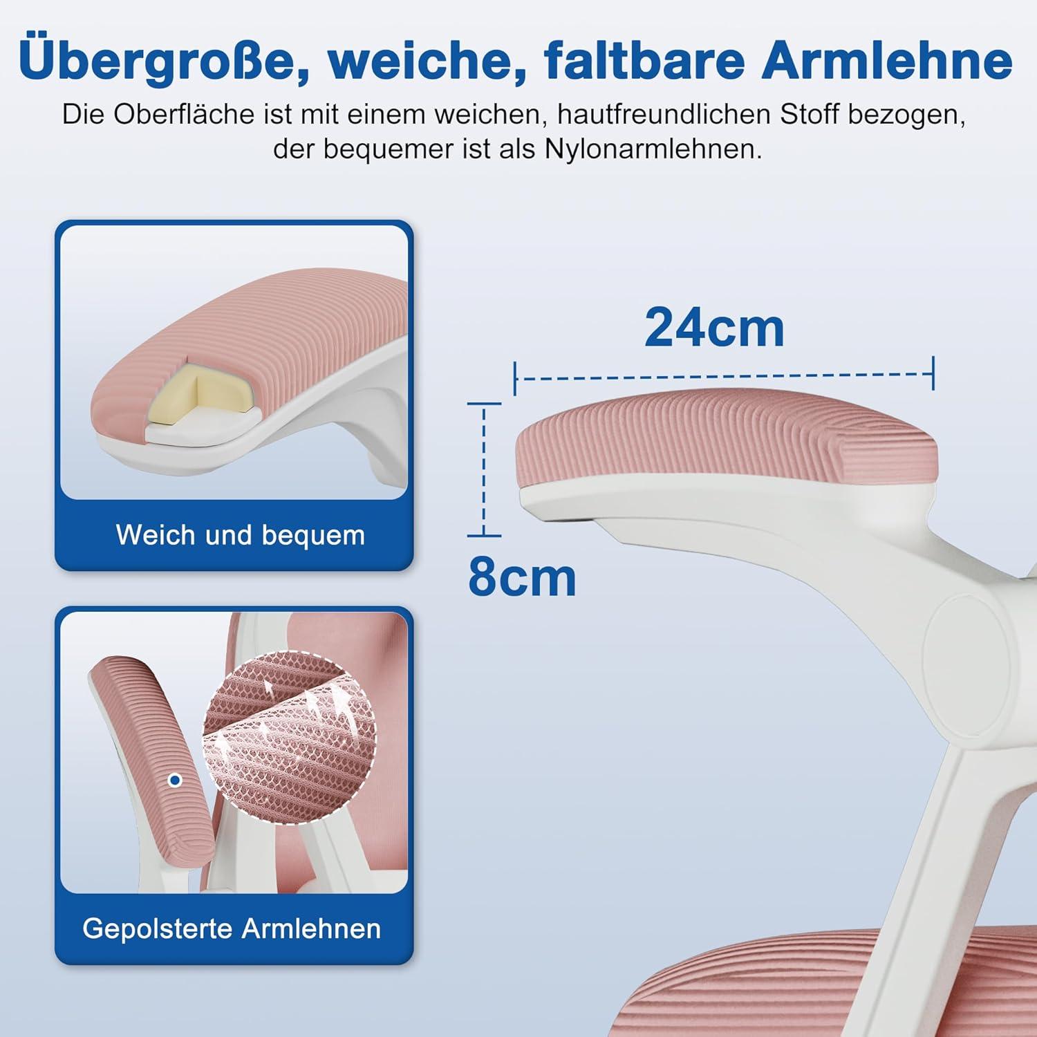 Ergonomischer Bürostuhl mit Verstellbarer Kopfstütze, Armlehnen und