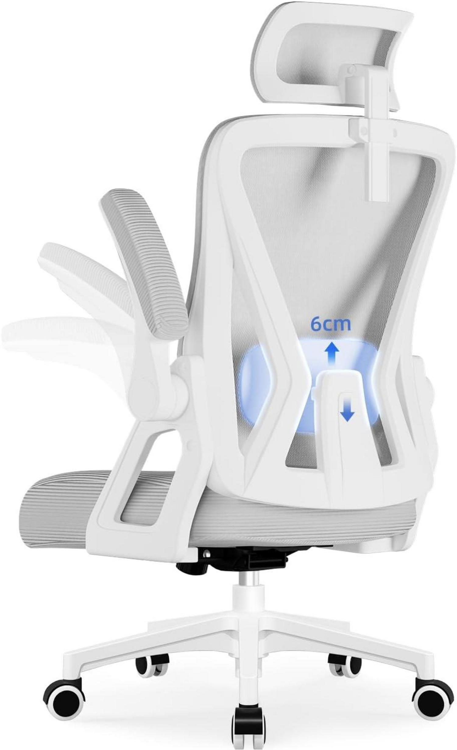 Bürostuhl Ergonomisch Verstellbare Kopfstütze Armlehnen Grau