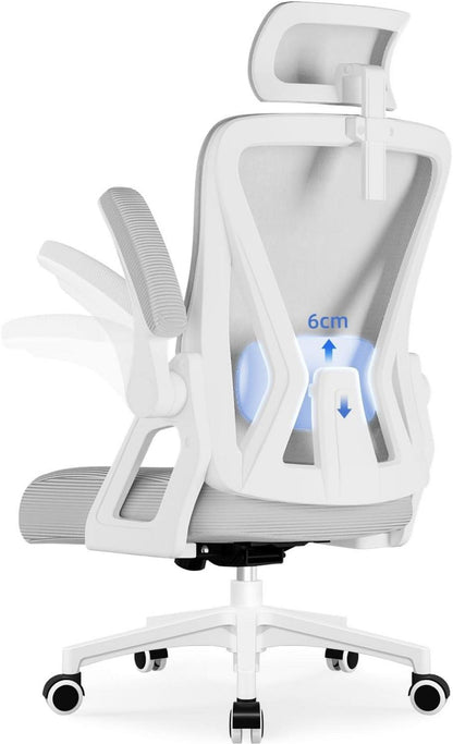 Bürostuhl Ergonomisch Verstellbare Kopfstütze Armlehnen Grau