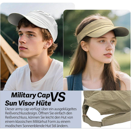 Schnelltrocknender Sonnenvisor Hut Damen Herren Military Style