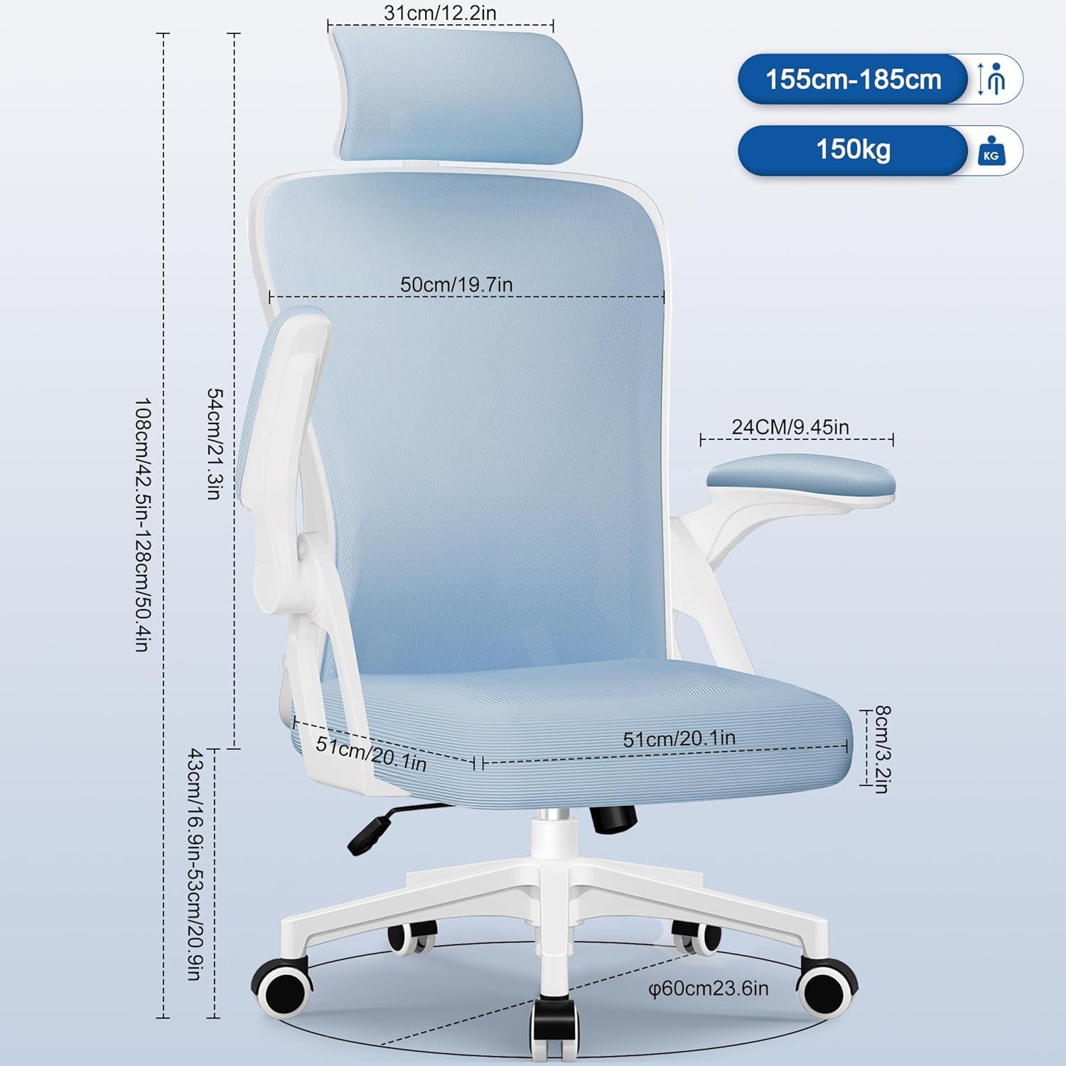 Ergonomischer Bürostuhl mit verstellbarer Kopfstütze und